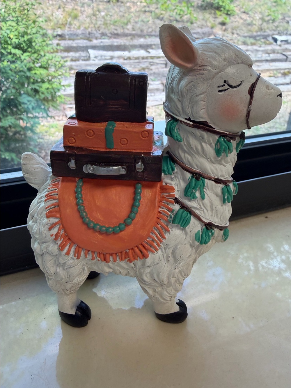 Whimsical Little Llama Traveler Figurine